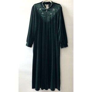 Vintage Amanda Stewart Intimates Lounge Robe Long Sleeve Green Polyester XL-(mp)